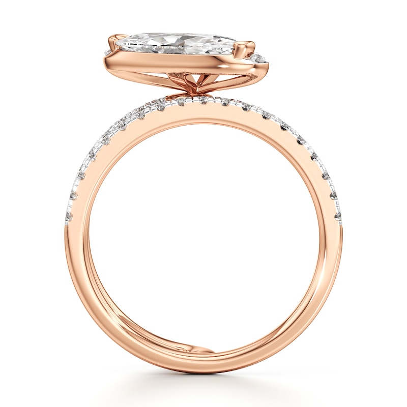 Main Image 2 of J'Lure Moval Old-Cut Lab-Grown Diamond Spiral Engagement Ring 1-3/8 ct tw 18K Rose Gold