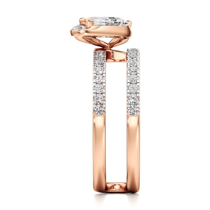 Main Image 3 of J'Lure Moval Old-Cut Lab-Grown Diamond Spiral Engagement Ring 1-3/8 ct tw 18K Rose Gold