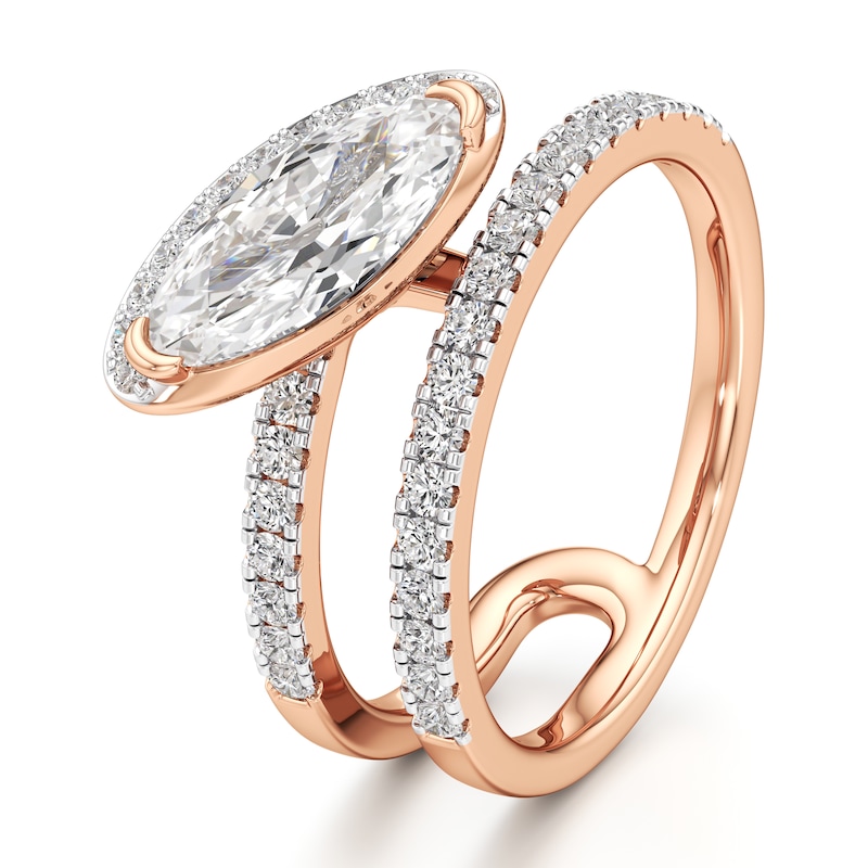 Main Image 4 of J'Lure Moval Old-Cut Lab-Grown Diamond Spiral Engagement Ring 1-3/8 ct tw 18K Rose Gold