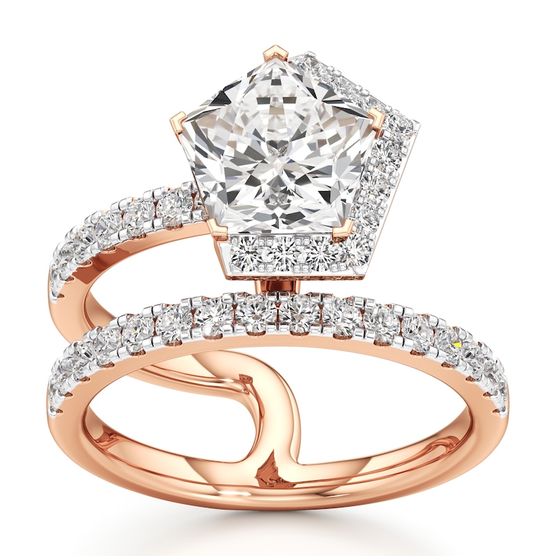 Main Image 1 of J'Lure Pentagon Brilliant-Cut Lab-Grown Diamond Spiral Engagement Ring 2-5/8 ct tw 18K Rose Gold