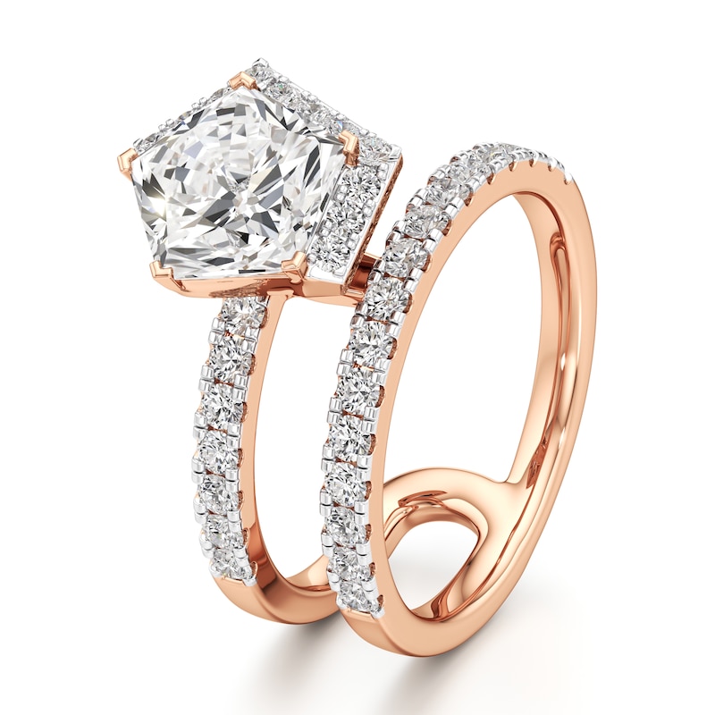 Main Image 3 of J'Lure Pentagon Brilliant-Cut Lab-Grown Diamond Spiral Engagement Ring 2-5/8 ct tw 18K Rose Gold