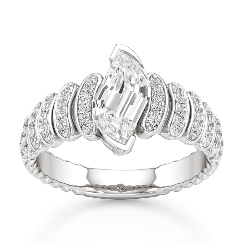 Main Image 1 of J'Lure Leaf Step-Cut Lab-Created Diamond Engagement Ring 1-1/3 ct tw 18K White Gold