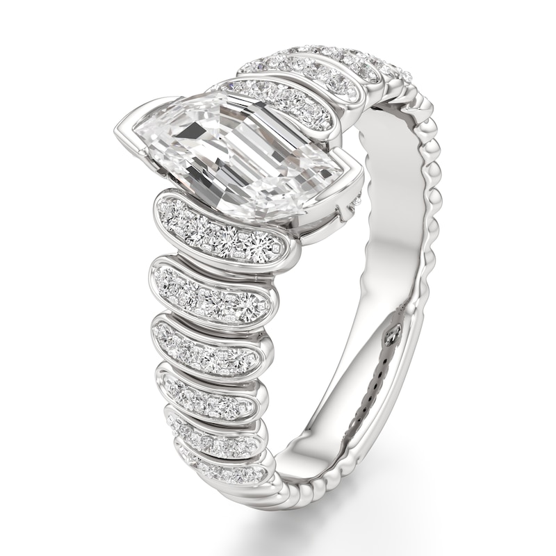 Main Image 4 of J'Lure Leaf Step-Cut Lab-Created Diamond Engagement Ring 1-1/3 ct tw 18K White Gold