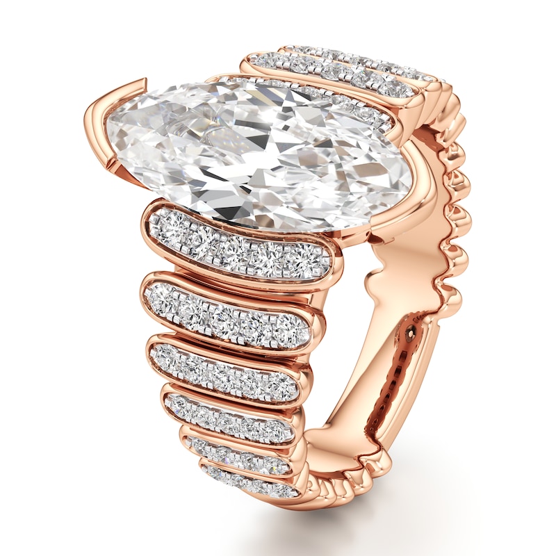Main Image 4 of J'Lure Moval Old-Cut Lab-Grown Diamond Engagement Ring 3-5/8 ct tw 18K Rose Gold