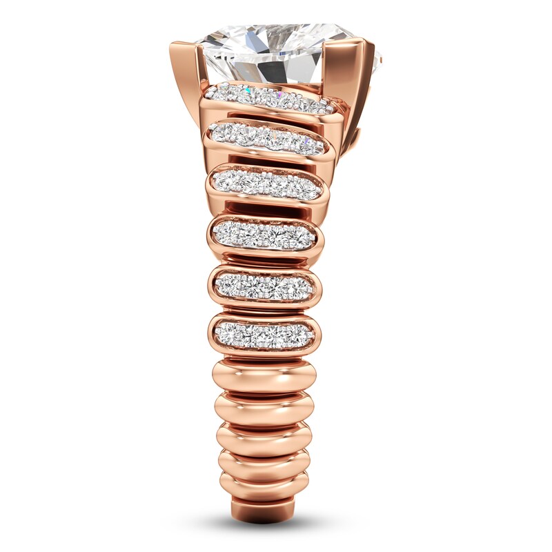 Main Image 3 of J'Lure Trillion Curved Brilliant-Cut Lab-Grown Diamond Engagement Ring 3-1/3 ct tw 18K Rose Gold