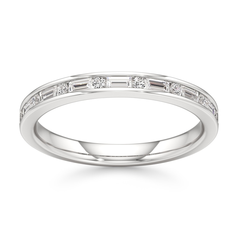Main Image 1 of J'Lure Baguette & Round-Cut Lab-Grown Diamond Wedding Band 1/3 ct tw 18K White Gold
