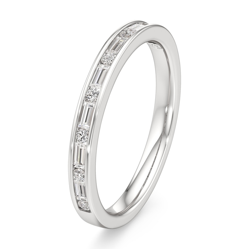 Main Image 4 of J'Lure Baguette & Round-Cut Lab-Grown Diamond Wedding Band 1/3 ct tw 18K White Gold