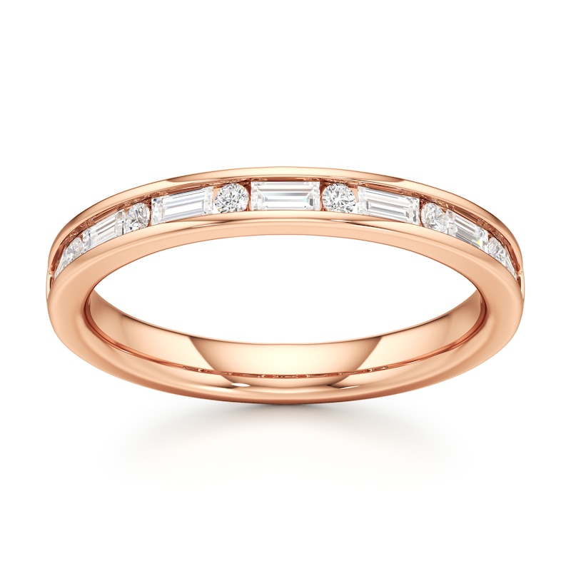 Main Image 1 of J'Lure Baguette & Round-Cut Lab-Grown Diamond Wedding Band 3/8 ct tw 18K Rose Gold