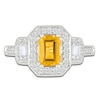 Thumbnail Image 2 of Rectangle-Cut Natural Citrine & White Lab-Created Sapphire Halo Ring Sterling Silver