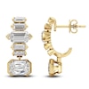 Thumbnail Image 1 of J'Lure Imperial-Emerald Step-Cut, Hexagon Baguette-Cut & Baguette-Cut Lab-Grown Diamond J-Hoop Earrings 4-1/3 ct tw 14K Yellow Gold