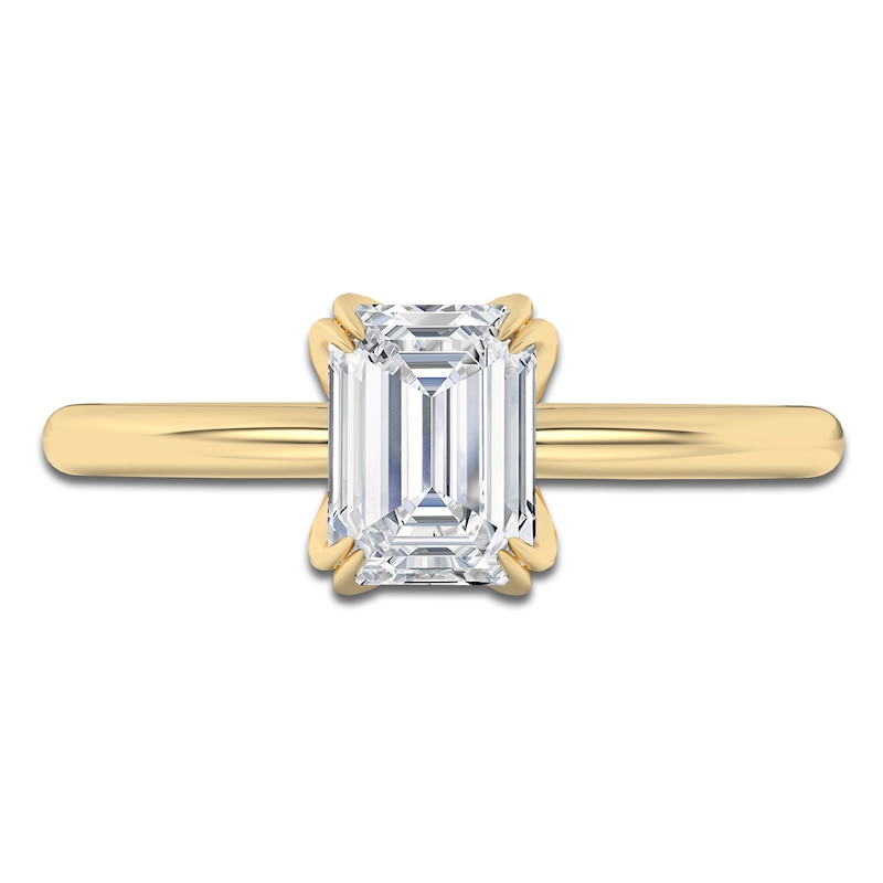Main Image 3 of Certified Emerald-Cut Diamond Solitaire Engagement Ring 1-1/2 ct tw 14K Yellow Gold (I1/I)