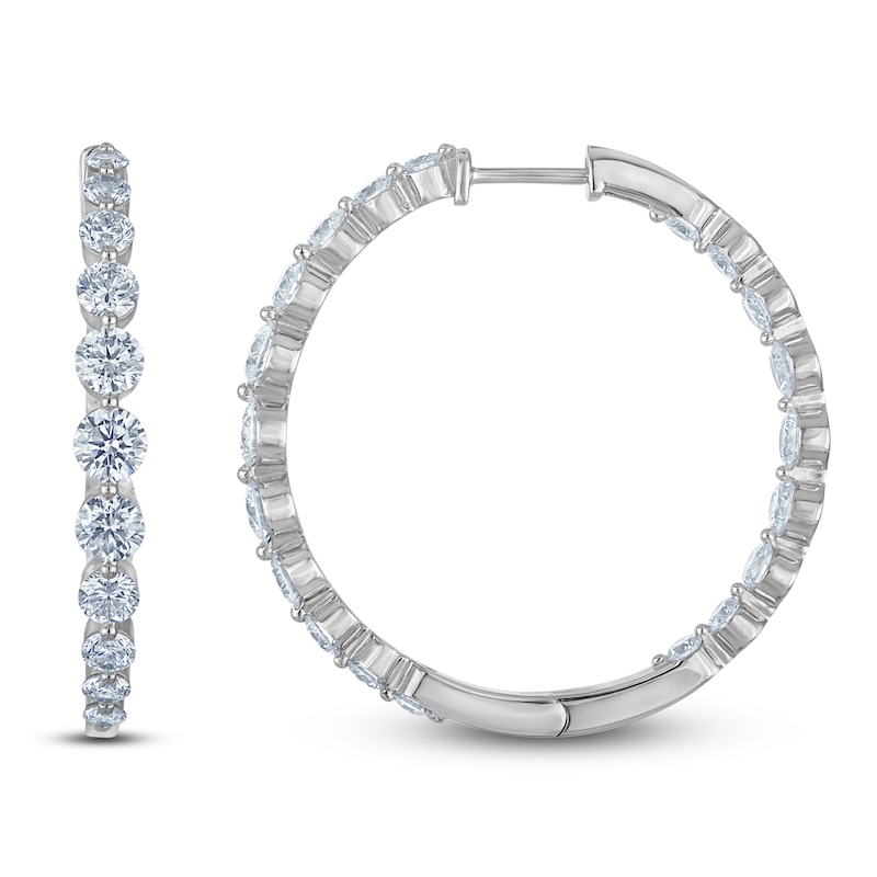 Main Image 1 of Lab-Grown Diamond Graduated Inside-Out Hoop Earrings 4 ct tw 14K White Gold