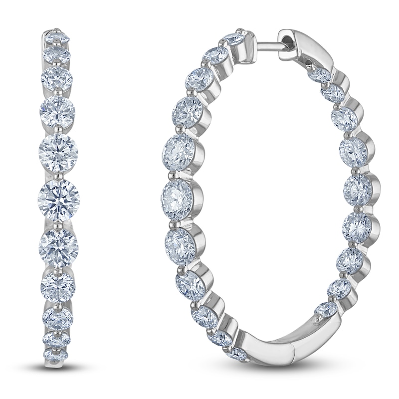 Main Image 2 of Lab-Grown Diamond Graduated Inside-Out Hoop Earrings 4 ct tw 14K White Gold