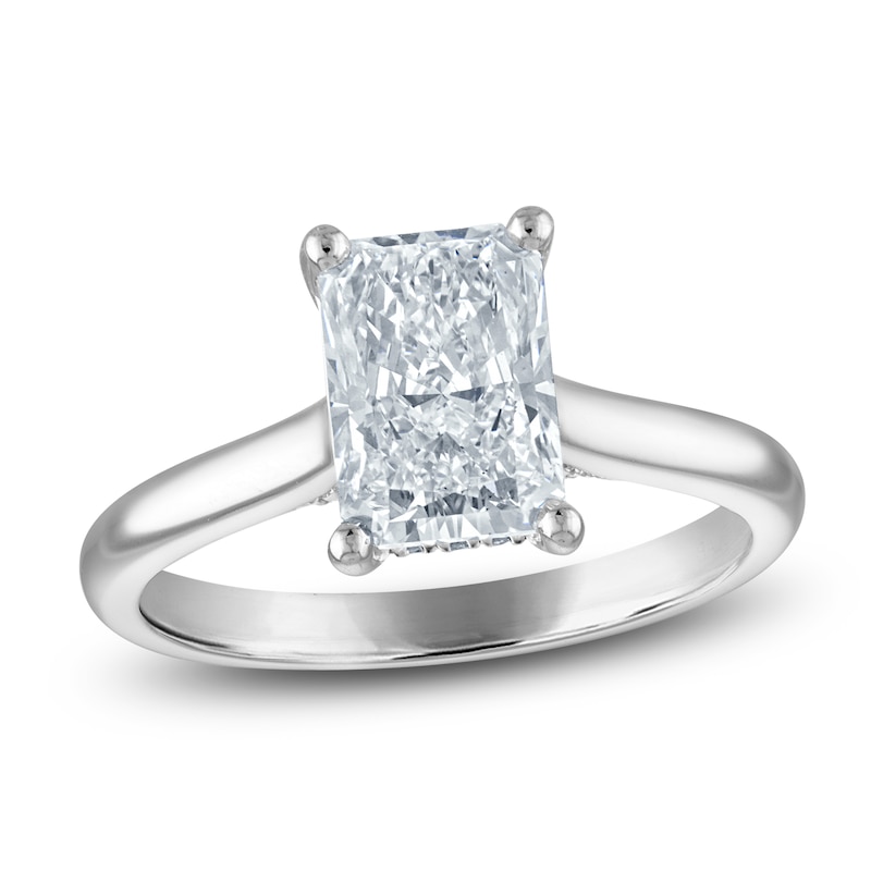 Main Image 1 of Radiant-Cut Lab-Grown Diamond Solitaire Plus Engagement Ring 2 ct tw Platinum (VS2/F)
