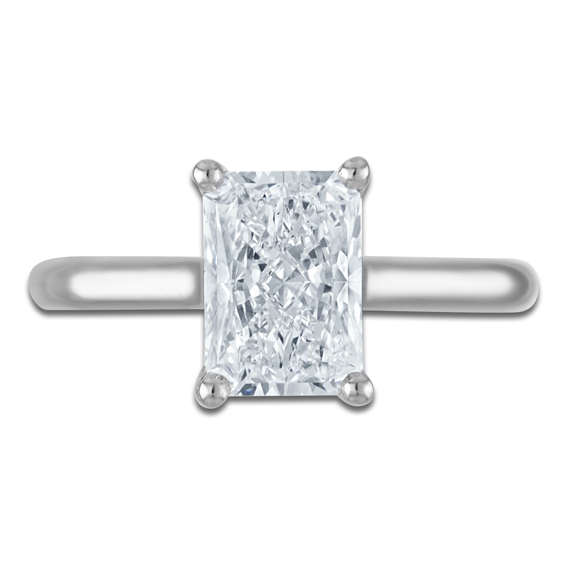 Main Image 3 of Radiant-Cut Lab-Grown Diamond Solitaire Plus Engagement Ring 2 ct tw Platinum (VS2/F)