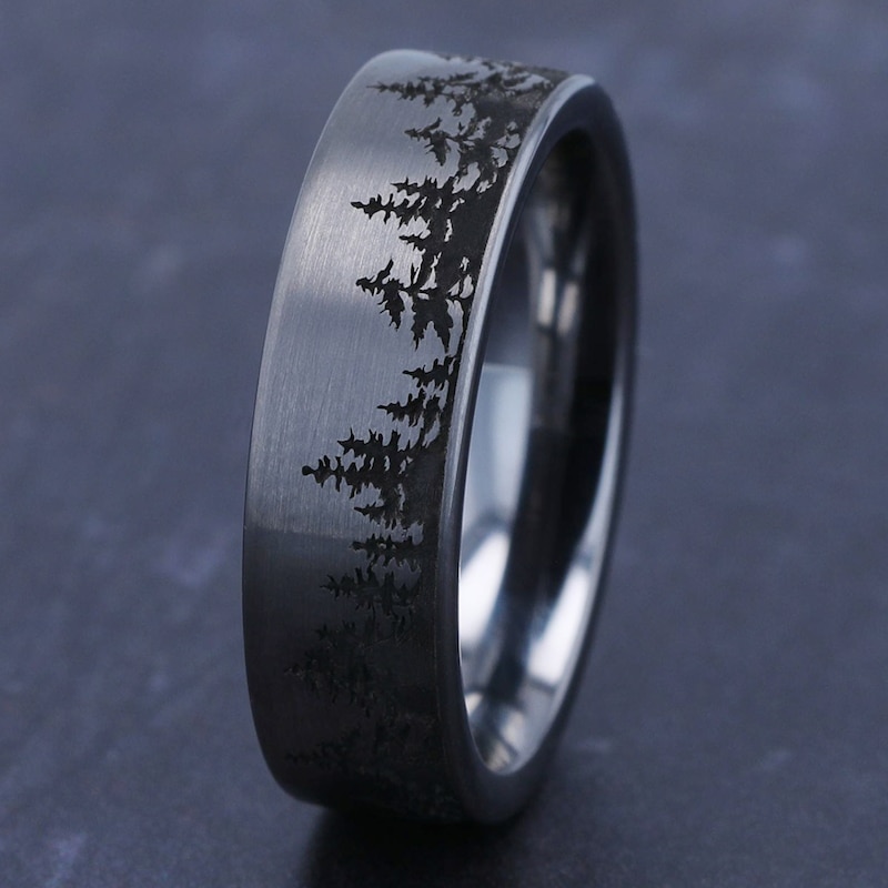 Main Image 4 of Men's Forest Comfort-Fit Wedding Band Tungsten Carbide 7mm