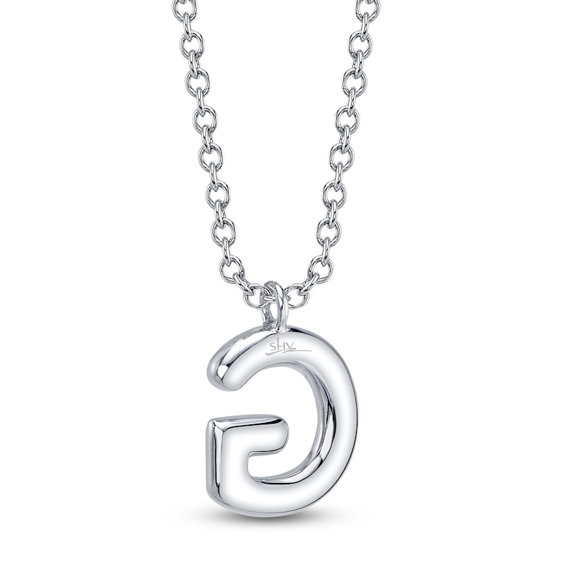 Main Image 3 of Shy Creation Diamond Letter G Pavé Necklace 1/15 ct tw 14K White Gold 18" SC55028331-G