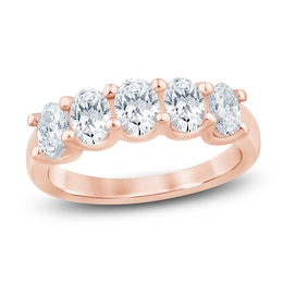 Oval-Cut Lab-Grown Diamond Five-Stone Anniversary Ring 1-1/2 ct tw 14K Rose Gold