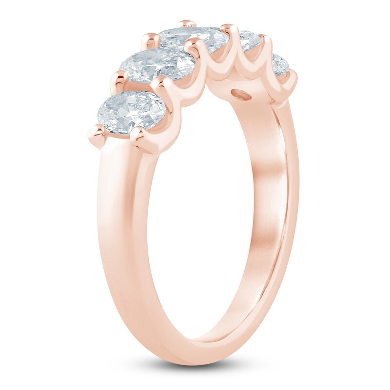 Main Image 2 of Oval-Cut Lab-Grown Diamond Five-Stone Anniversary Ring 1-1/2 ct tw 14K Rose Gold
