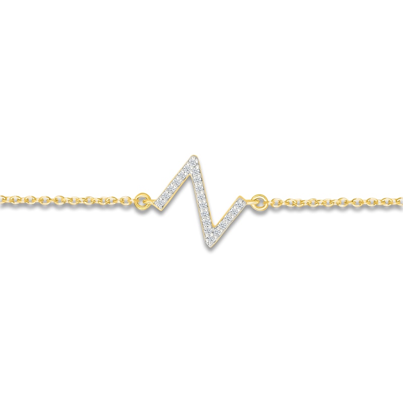 Main Image 2 of Diamond Initial Z Bracelet 1/15 ct tw 10K Yellow Gold 7.5"