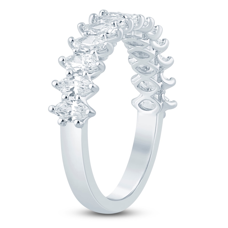 Main Image 2 of Marquise-Cut Lab-Grown Diamond Anniversary Ring 1 ct tw 14K White Gold