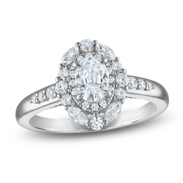 Vera Wang VOW Oval-Cut Diamond Double Halo Engagement Ring 1 ct tw 14K White Gold