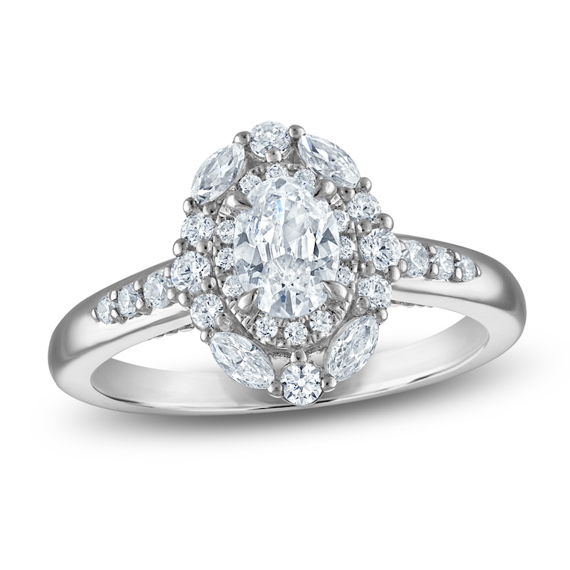 Main Image 1 of Vera Wang VOW Oval-Cut Diamond Double Halo Engagement Ring 1 ct tw 14K White Gold