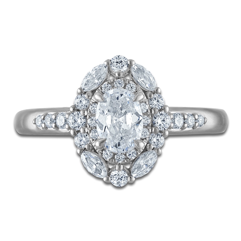 Main Image 3 of Vera Wang VOW Oval-Cut Diamond Double Halo Engagement Ring 1 ct tw 14K White Gold