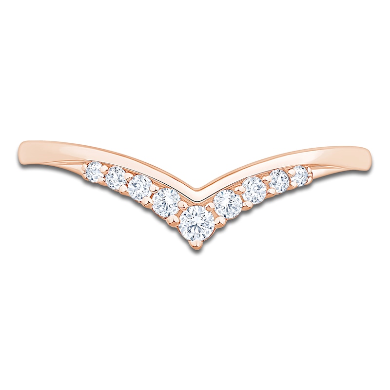 Main Image 3 of Certified Diamond Graduated Chevron Anniversary Ring 1/8 ct tw 14K Rose Gold