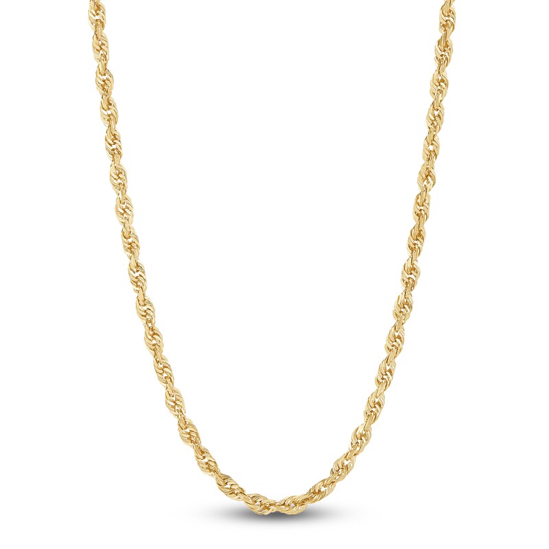 Main Image 1 of Glitter Rope Chain 2.4mm Solid 14K Yellow Gold 24"
