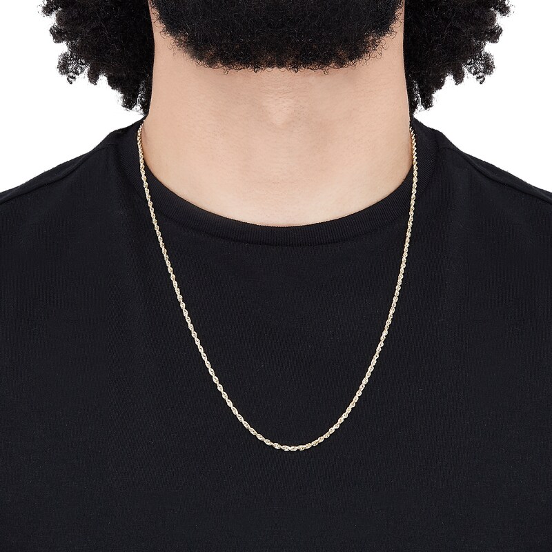 Main Image 3 of Glitter Rope Chain 2.4mm Solid 14K Yellow Gold 24"