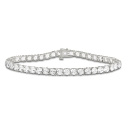 Men's White Lab-Created Sapphire Line Bracelet Sterling Silver 8.5"