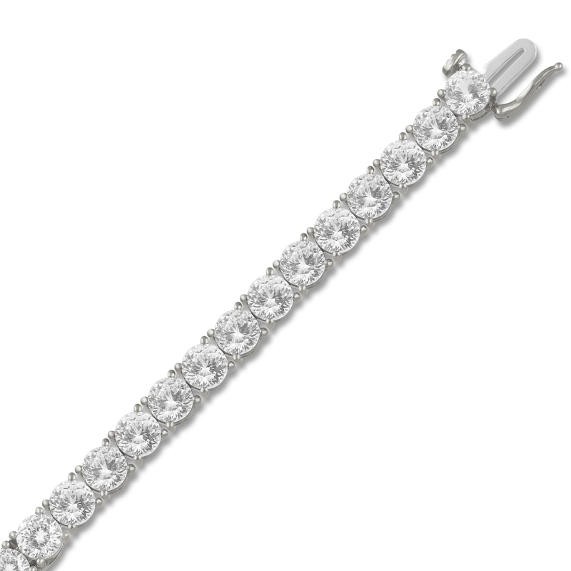 Main Image 2 of Men's White Lab-Created Sapphire Line Bracelet Sterling Silver 8.5"