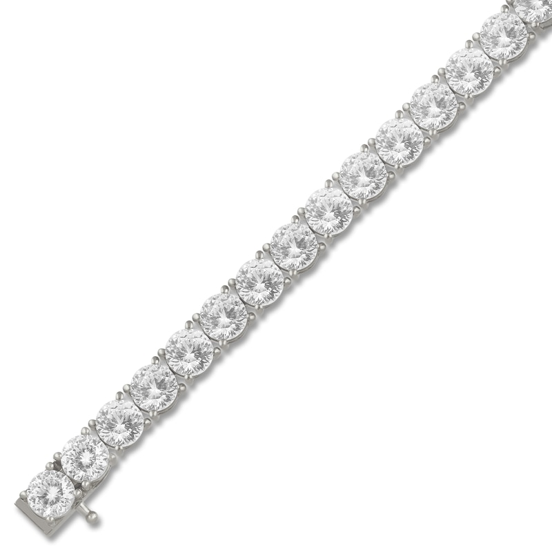 Main Image 3 of Men's White Lab-Created Sapphire Line Bracelet Sterling Silver 8.5"