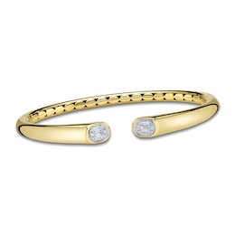 Shy Creation Baguette & Round-Cut Multi-Diamond Cuff Bangle Bracelet 1/5 ct tw 14K Yellow Gold