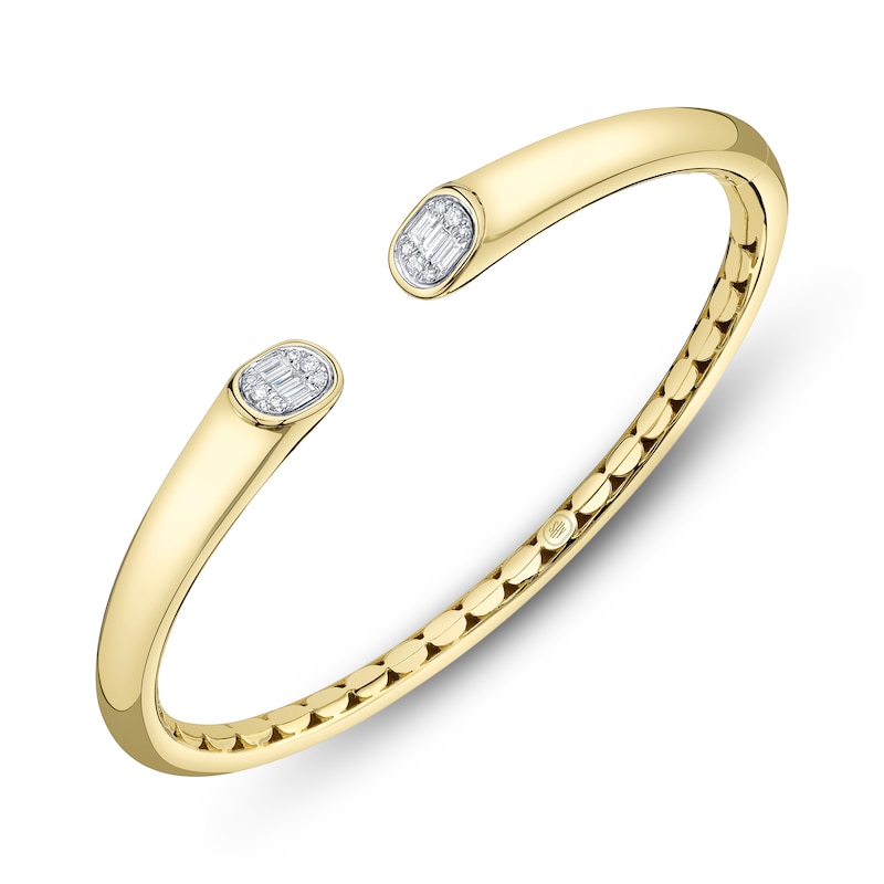 Main Image 2 of Shy Creation Baguette & Round-Cut Multi-Diamond Cuff Bangle Bracelet 1/5 ct tw 14K Yellow Gold