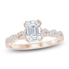 Thumbnail Image 1 of Certified Emerald-Cut Diamond Hidden Halo Twist Shank Engagement Ring 1-1/4 ct tw 14K Rose Gold