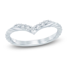 Certified Diamond Chevron Twist Wedding Band 1/6 ct tw 14K White Gold