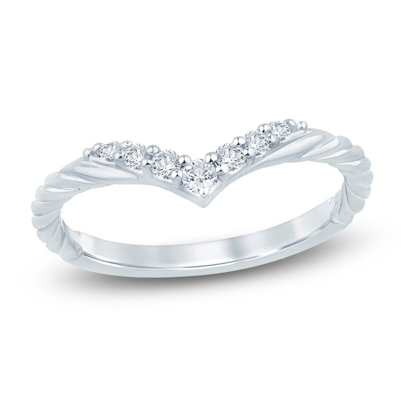 Main Image 1 of Certified Diamond Chevron Twist Wedding Band 1/6 ct tw 14K White Gold