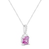 Thumbnail Image 2 of Square Emerald-Cut Pink Lab-Created Sapphire Necklace Sterling Silver 18"
