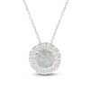 Thumbnail Image 1 of Lab-Created Opal & Diamond Halo Necklace 1/10 ct tw 10K White Gold 18"