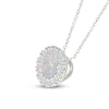 Thumbnail Image 2 of Lab-Created Opal & Diamond Halo Necklace 1/10 ct tw 10K White Gold 18"