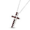 Thumbnail Image 2 of Natural Garnet & White Lab-Created Sapphire Cross Necklace Sterling Silver 18"
