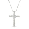 Thumbnail Image 1 of Lab-Created Opal & White Lab-Created Sapphire Cross Necklace Sterling Silver 18"