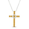 Thumbnail Image 1 of Natural Citrine & White Lab-Created Sapphire Cross Necklace Sterling Silver 18"