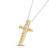 Thumbnail Image 2 of Natural Citrine & White Lab-Created Sapphire Cross Necklace Sterling Silver 18"