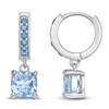 Thumbnail Image 1 of Cushion-Cut Natural Sky Blue Topaz & Natural London Blue Topaz Dangle Hoop Earrings Sterling Silver