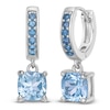 Thumbnail Image 2 of Cushion-Cut Natural Sky Blue Topaz & Natural London Blue Topaz Dangle Hoop Earrings Sterling Silver