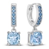 Thumbnail Image 3 of Cushion-Cut Natural Sky Blue Topaz & Natural London Blue Topaz Dangle Hoop Earrings Sterling Silver