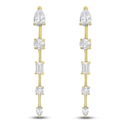 Jared Signature Pear, Round & Emerald-Cut Lab-Grown Diamond Drop Earrings 2-1/3 ct tw 14K Yellow Gold